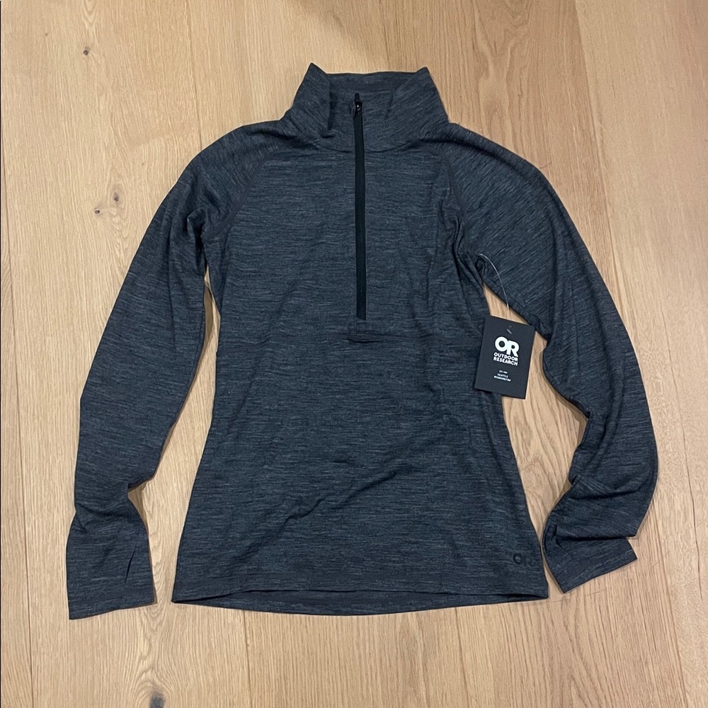 Outdoor Research Women's Charcoal Long Sleeve merino wool half zip